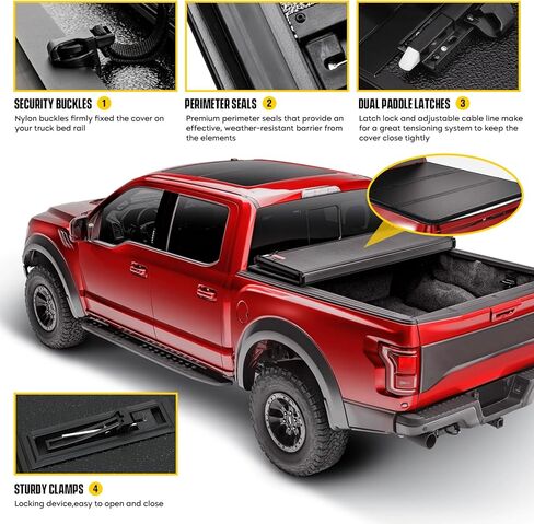 تغطية Tri-Fold Bed Truck Hard Tri-Fold Tonneau ناتجة عن 2017-2025 Honda Ridgeline ، سرير أسطول 5 أقدام (64 بوصة) ، مع بار رول أو نظام المسار in Saudi Arabia