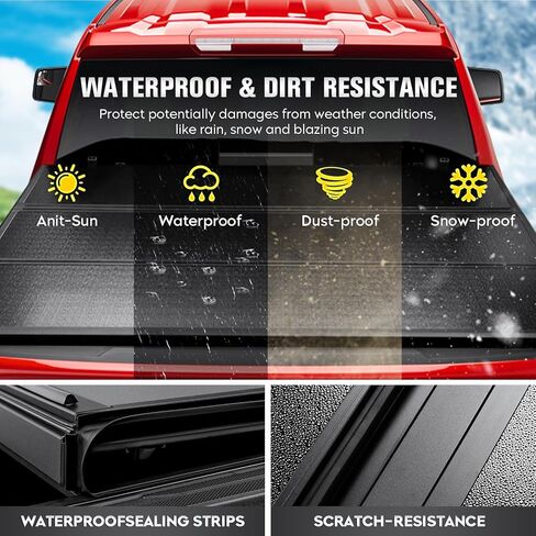 تغطية Tri-Fold Bed Truck Hard Tri-Fold Tonneau ناتجة عن 2017-2025 Honda Ridgeline ، سرير أسطول 5 أقدام (64 بوصة) ، مع بار رول أو نظام المسار in Saudi Arabia