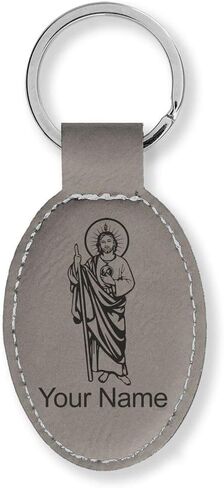 LaserGram Oval Keychain, Saint Jude, Personalized Engraving Included (Green) in Kuwait
