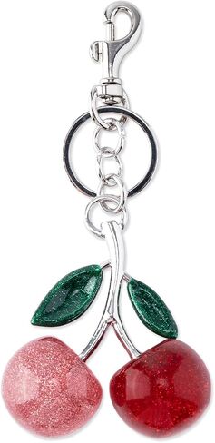 Cherry Bag Charm with Key Ring, Cherry Keychain Purse Charm for Handbags Cute Key Chains Accessories for Women in Saudi Arabia
