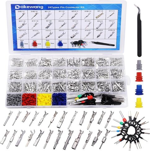 24types Automotive Pin Connectors Kit, 1/1.5/1.8/2.2/2.3/2.8/3.5mm Male&Female Wire Pins, Non Insulated Wire Terminal Pin Kit. (Pin Kit) in Saudi Arabia