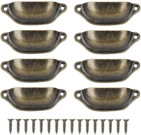 LiebeWH 8pcs Antique Furniture Handles Set, Semicircular Kitchen Cabinet Handles 83mm / 3.3inch Screw Spacing Pulls for Chest Bookcase Drawer (Black) in Saudi Arabia