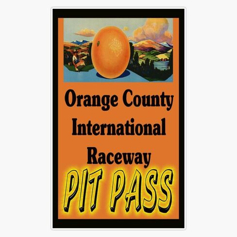 Orange County International Raceway Pit Pass Window Water Bottle Bumper Sticker Decal 5" in Saudi Arabia