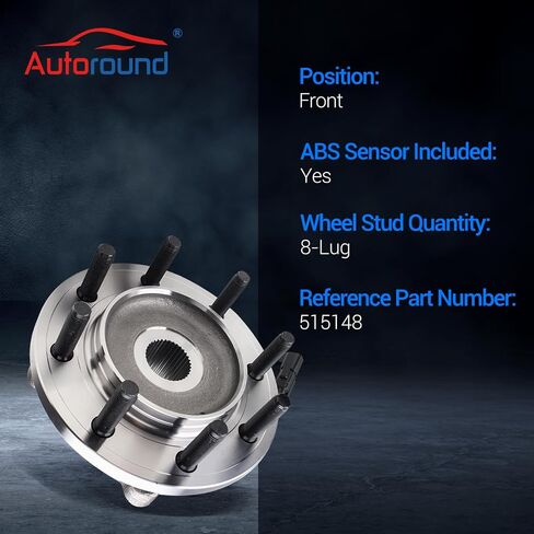 AutoRound 515148 4WD Wheel Wheel Bearing and Hub Assembate مع 2012-2013 RAM 2500/3500 ، 8 lug w/ABS ، مجموعة من 2 in Saudi Arabia