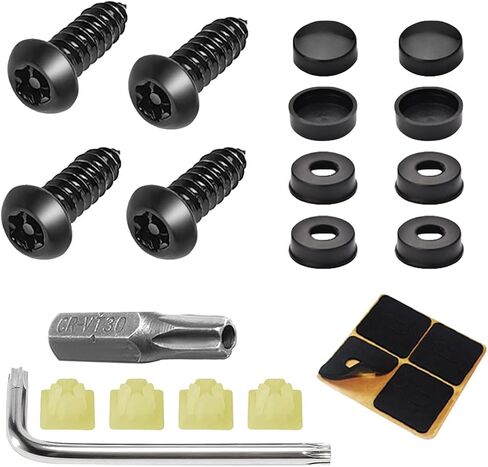 Anti Theft Car License Plate Screws, M6 (1/4") Stainless Steel Tag Plate Fastener Bolt, Rustproof Tamper Proof License Frame Cover Mounting Hardware for Front Rear Frame Holder (Black, 8Sets) in Saudi Arabia
