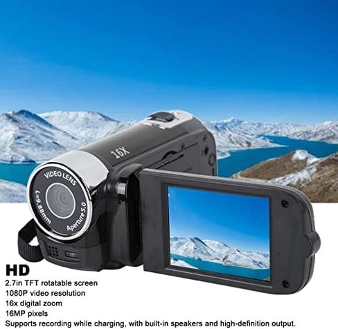 Video Camera Camcorder Digital Camera Recorder Full HD 4K 30FPS 48MP 2.7Inch 16X Digital Zoom Vlogging Camera Recorder, with USB Cable (Black) in Kuwait