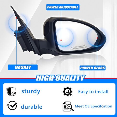 مجموعة مرآة جانبية للركاب الأيمن مع زجاج الطاقة المتوافق مع 2011-2016 Chevy Cruze سيدان/هاتشباك مع استبدال إشارة الدوران مع GM1321420 95186710 (3Pins Passenger الجانب الأيمن) in Kuwait