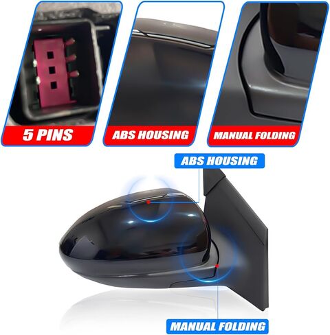 مجموعة مرآة جانبية للركاب الأيمن مع زجاج الطاقة المتوافق مع 2011-2016 Chevy Cruze سيدان/هاتشباك مع استبدال إشارة الدوران مع GM1321420 95186710 (3Pins Passenger الجانب الأيمن) in Kuwait