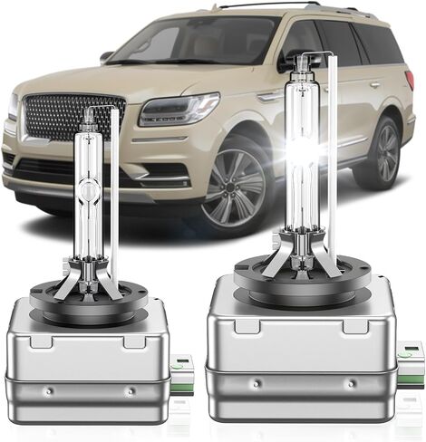 Fit for Lincoln 2007-2018 Navigator 2011-2016 MKS MKX MKT 2017-2020 Continental MKZ D3S HID Xenon Headlight Bulbs, High Low Beam Light Bulb, 8000K White Blue, Plug and Play, Pack of 2 in Kuwait