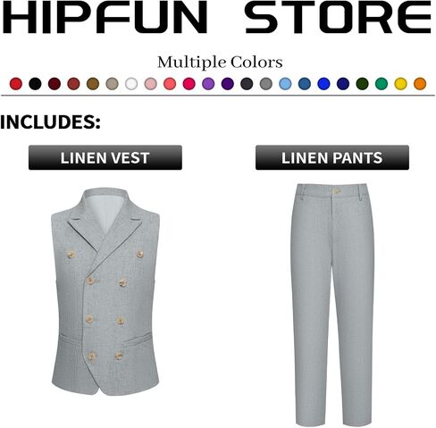 Boys Linen Suit Kids 2 Pieces Formal Suits Beach Summer Casual Wedding Outfit Double Breasted Vest and Pants Set in Saudi Arabia