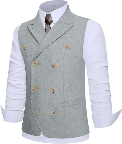Boys Linen Suit Kids 2 Pieces Formal Suits Beach Summer Casual Wedding Outfit Double Breasted Vest and Pants Set in Saudi Arabia
