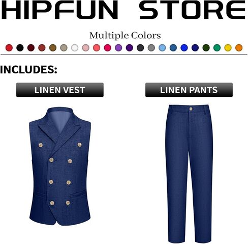 Boys Linen Suit Kids 2 Pieces Formal Suits Beach Summer Casual Wedding Outfit Double Breasted Vest and Pants Set in Saudi Arabia