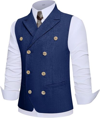 Boys Linen Suit Kids 2 Pieces Formal Suits Beach Summer Casual Wedding Outfit Double Breasted Vest and Pants Set in Saudi Arabia