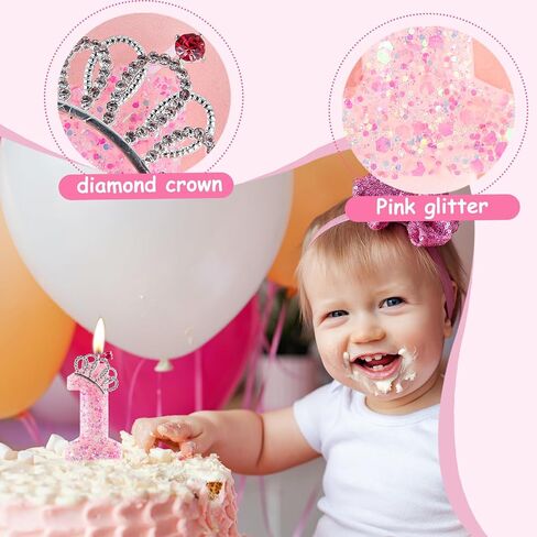 Green Bow 1st Birthday Candle Number 1 Glitter Candles Cake Topper Decorations for Girl Baby Shower Anniversary Birthday Party Wedding Decor Supplies in Saudi Arabia
