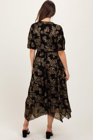 PinkBlush Metallic Floral Jacquard Overlay Maternity Maxi Dress in Kuwait