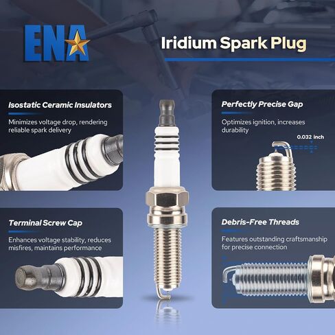 ENA Set of 6 Spark Plug Compatible with Dodge Kia Mercedes-Benz Sprinter 2500 3500 Soul C350 GLK350 E350 GLK350 ML350 ML450 R350 Replacement for 93911 LKR7AIX XP5702 in Saudi Arabia