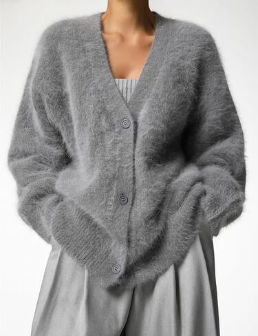 Wyeysyt Fuzzy Cardigans for Women Slouchy V Neck Long Sleeve Button Down Oversized Casual Furry Sweater 2025 in Saudi Arabia