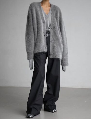Wyeysyt Fuzzy Cardigans for Women Slouchy V Neck Long Sleeve Button Down Oversized Casual Furry Sweater 2025 in Saudi Arabia
