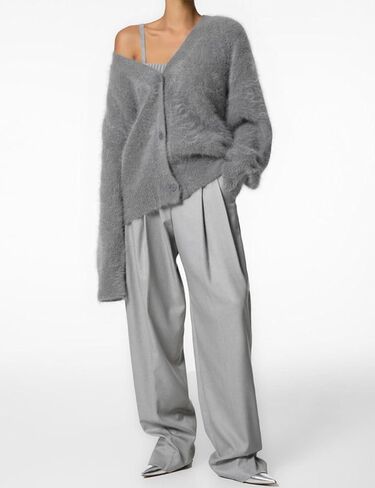 Wyeysyt Fuzzy Cardigans for Women Slouchy V Neck Long Sleeve Button Down Oversized Casual Furry Sweater 2025 in Saudi Arabia