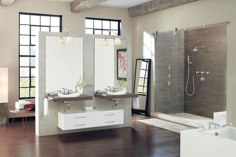 Moen TS43002 Arris Two-Handle Modern 8 in. Widespread Bathroom Faucet Trim Kit, Valve Required, Chrome in Kuwait