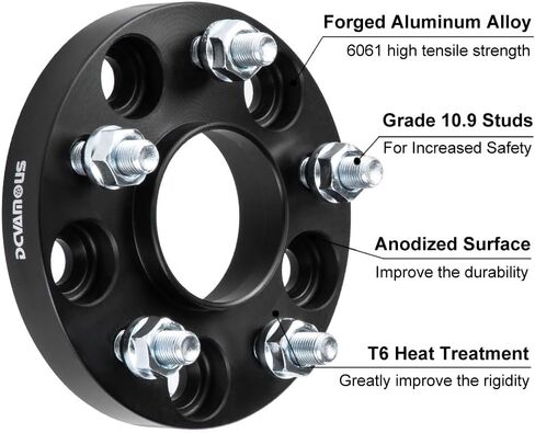 DCVAMOUS 4PC Black 5x5 Hubcentric Wheel Spacers 1 Inch 71.5 Bore Compatible with Jeep 5x127 with 14x1.5 Studs for 2019-2025 Wrangler JL Gladiator JT, 2011-2025 Grand Cherokee WK2, 2011-2025 Durango in Saudi Arabia