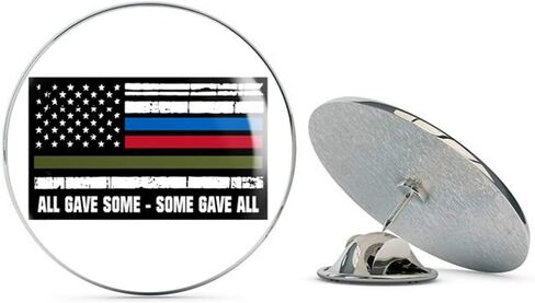 Thin Blue Line All Gave Some Police Fire Military Tattered Flag Metal 0.75" Lapel Hat Pin Tie Tack Pinback in Saudi Arabia