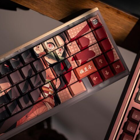 Demon Slayer Kimetsu No Yaiba Zenitsu Full Art PBT Dye Sub Keycaps for Mechanical Gaming Keyboards, Cherry MX Switches, Custom Side Print, ANSI ISO Support, US Layout - Officially Licensed in Saudi Arabia