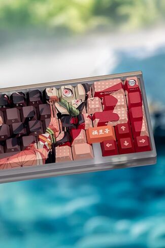 Demon Slayer Kimetsu No Yaiba Zenitsu Full Art PBT Dye Sub Keycaps for Mechanical Gaming Keyboards, Cherry MX Switches, Custom Side Print, ANSI ISO Support, US Layout - Officially Licensed in Saudi Arabia