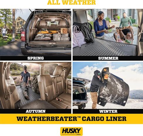 Husky Liners Weatherbeater Floor Hats | يناسب 2021-2024 Hyundai Santa Fe | الصف الأمامي والثاني ، 3 -PC أسود - 95881 in Kuwait