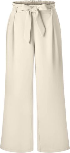 Women's Plus Size Wide Leg Dress Pants High Waist Palazzo Adjustable Knot Casual Business Trousers with Pockets in Saudi Arabia