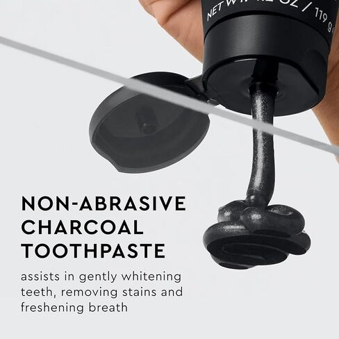 معجون أسنان الفحم القمر ، إزالة وصمة عار التبييض للإشراق اليومي - SLS معجون أسنان تبييض الأسنان الحرة بدون فلوريد - نباتي - تقليل اللوحة والدعم صحة اللثة - النعناع (2 عبوة) in Kuwait