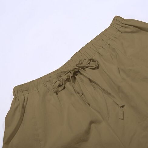 Lastesso Women's Pants Casual Wide Leg Baggy Trousers with Pockets Comfy Cotton Drawstring Travel Vacation Lounge Capris in Kuwait
