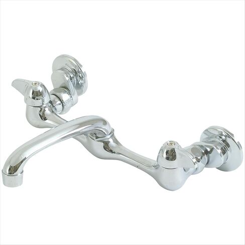 EZ-FLO Adjustable Two Handle Wall Mount Faucet, 6 Inch Spout, Chrome Finish, 10142LF in Saudi Arabia