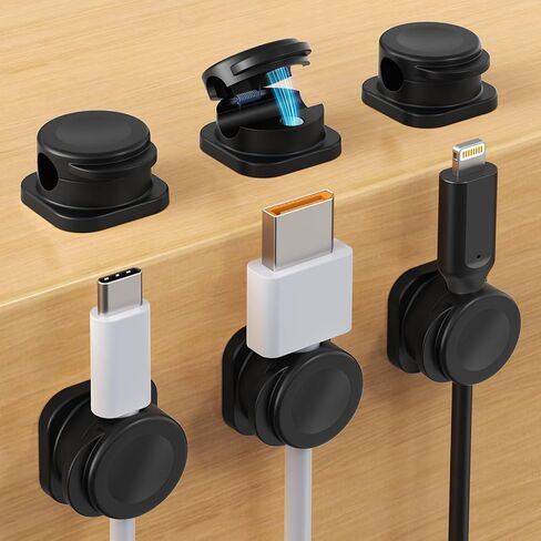 Cord Organizer, 8 Pack Magnetic Cable Clips for Desk Management, Strong Adhesive Phone Charger Cord Holder Wire Holder Keeper for Nightstand Office Wall Car in Kuwait