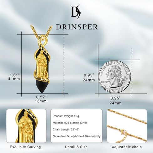 Miraculous Medal Virgin Mary Necklace for Women Men 925 Sterling Silver Virgen De Guadalupe Healing Crystal Pendant Mother Mary Virgencita Catholic Religious Amulet Charm Jewelry in Kuwait