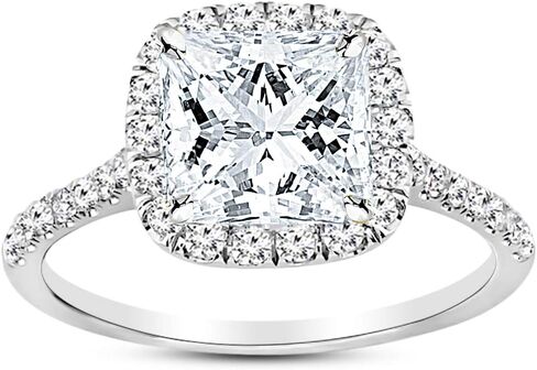 Platinum 1-5 Carat Lab Grown Princess Cut Halo IGI Certified Diamond Engagement Ring (H-I Color VS2-SI1 Clarity) in Saudi Arabia