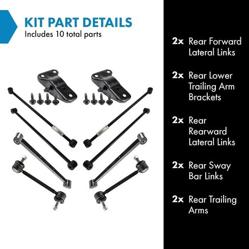 TRQ Rear Suspension Kit Lateral Link Sway Bar Stabilizer Link Trailing Arm Trailing Arm Bracket Compatible with 97-09 Buick 00-16 Chevrolet 98-02 Oldsmobile 97-08 Pontiac in Saudi Arabia