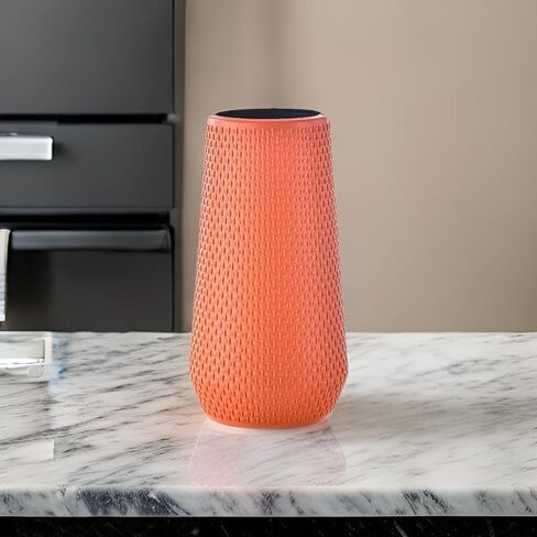 Textured Plastic Vases, Set of 1, Teal, White, and Orange, Large (Teal) in Saudi Arabia