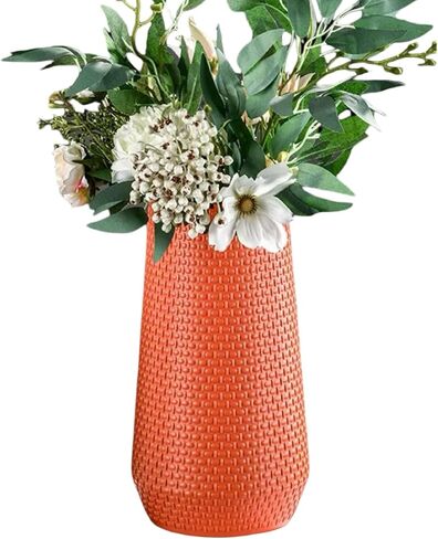 Textured Plastic Vases, Set of 1, Teal, White, and Orange, Large (Teal) in Saudi Arabia