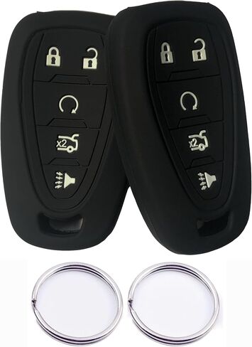 Silicone Rubber 5 Buttons Remote Key Fob Cover Compatible with Chevrolet 2017 2018 2019 2020 2021 Chevy Malibu Camaro Trax Traverse Sonic Cruze Volt Equinox Spark (Rubber, Black + Black with red) in Saudi Arabia