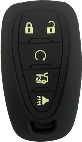 Silicone Rubber 5 Buttons Remote Key Fob Cover Compatible with Chevrolet 2017 2018 2019 2020 2021 Chevy Malibu Camaro Trax Traverse Sonic Cruze Volt Equinox Spark (Rubber, Black + Black with red) in Saudi Arabia