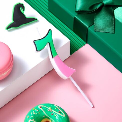 Witch Number Birthday Candle, Pink and Green Birthday Candle Cake Topper for Wizard Theme Party Supplies Decorations(Number 7) in Saudi Arabia