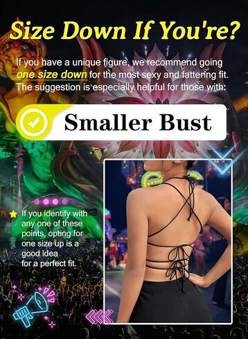 بلوزة Rave Star للنساء - حمالة صدر مثيرة لحفلات الرقص بدون ظهر بأشرطة متقاطعة وربطة عنق ملتفة لمهرجان الموسيقى in Kuwait