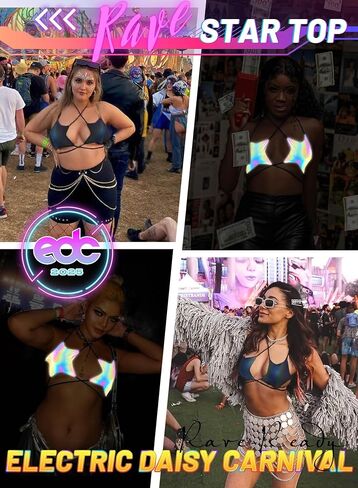 بلوزة Rave Star للنساء - حمالة صدر مثيرة لحفلات الرقص بدون ظهر بأشرطة متقاطعة وربطة عنق ملتفة لمهرجان الموسيقى in Kuwait