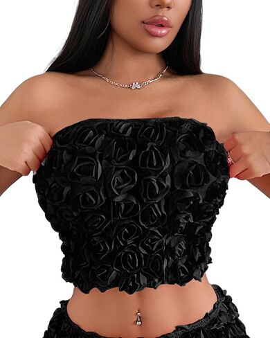 Women's Tube Top - Stretchy Bandeau for Summer, Strapless Crop Top for Teens & Adults Tank Top in Saudi Arabia