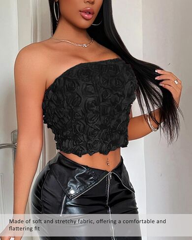 Women's Tube Top - Stretchy Bandeau for Summer, Strapless Crop Top for Teens & Adults Tank Top in Saudi Arabia