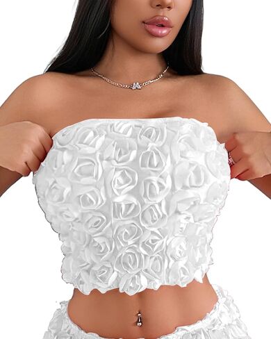Women's Tube Top - Stretchy Bandeau for Summer, Strapless Crop Top for Teens & Adults Tank Top in Saudi Arabia
