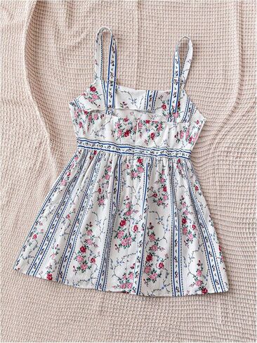 MakeMeChic Women's Floral Camisole Tops Babydoll Shirt Ruffle Hem Sleeveless Boho Tank in Saudi Arabia
