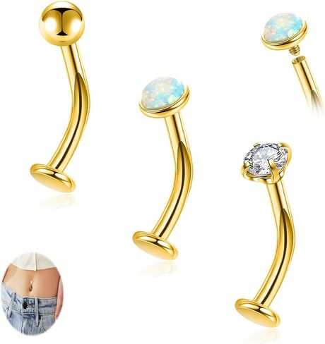 Floating Titanium Belly Button Ring Hypoallergenic G23 Belly Piercings for Women Navel Piercings Jewelry 3Pcs silver internally threaded 14G belly ring in Saudi Arabia