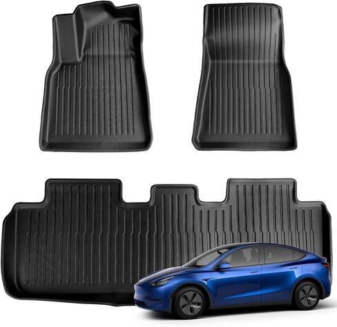 الحصير الحصير الأرضية المتوافقة مع 2017-2023 Tesla Model 3 جميع الحصص الأرضية الأرضية الأرضية مقاوم للماء الأمامي والصف الخلفي الحصير الكاملة للسيارات للسيارات سوداء in Kuwait